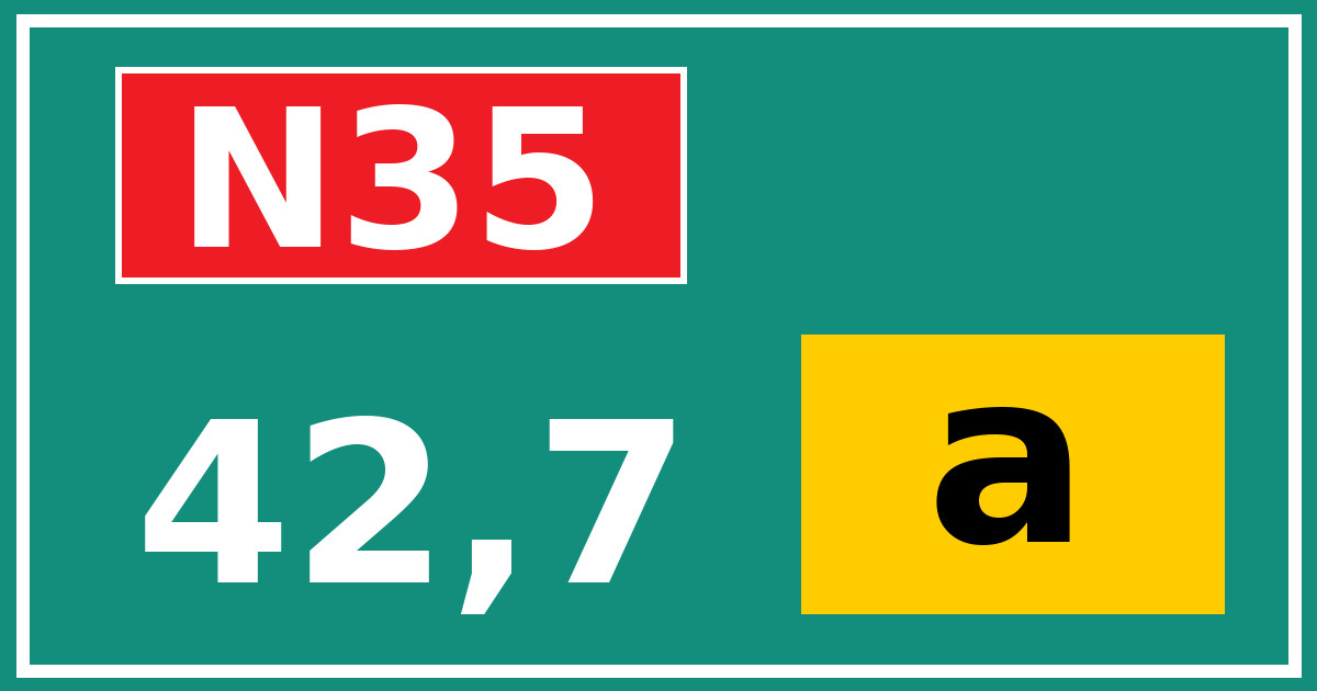 Hectometerbord N35 42,7 letter a