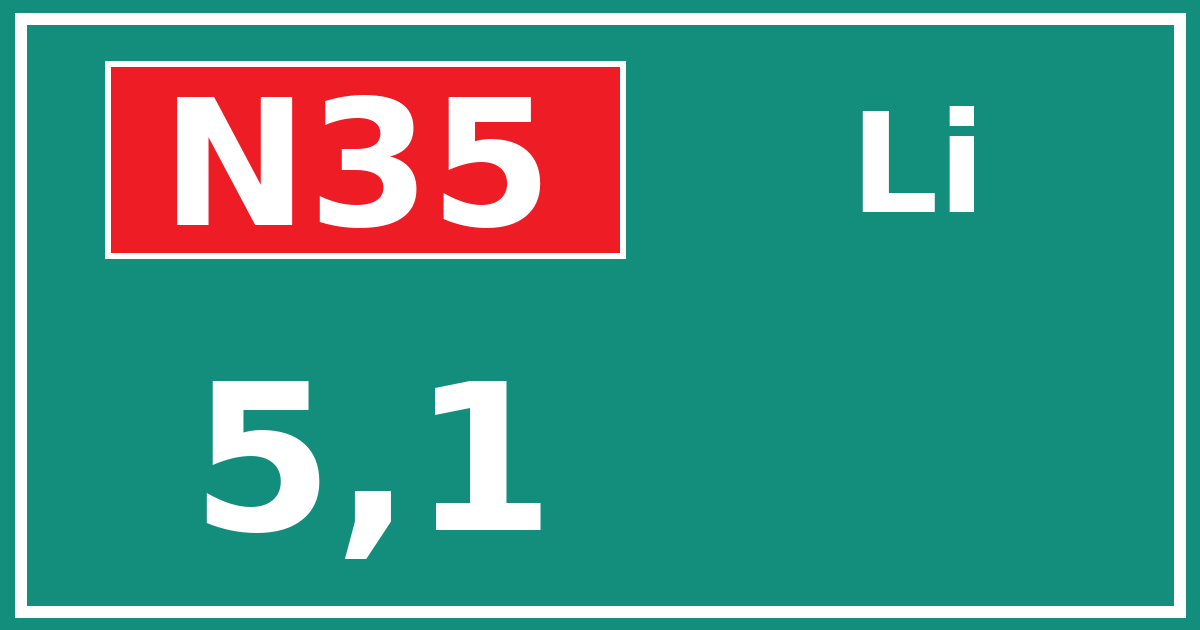 Hectometerbord N35 5,1 zijde Li