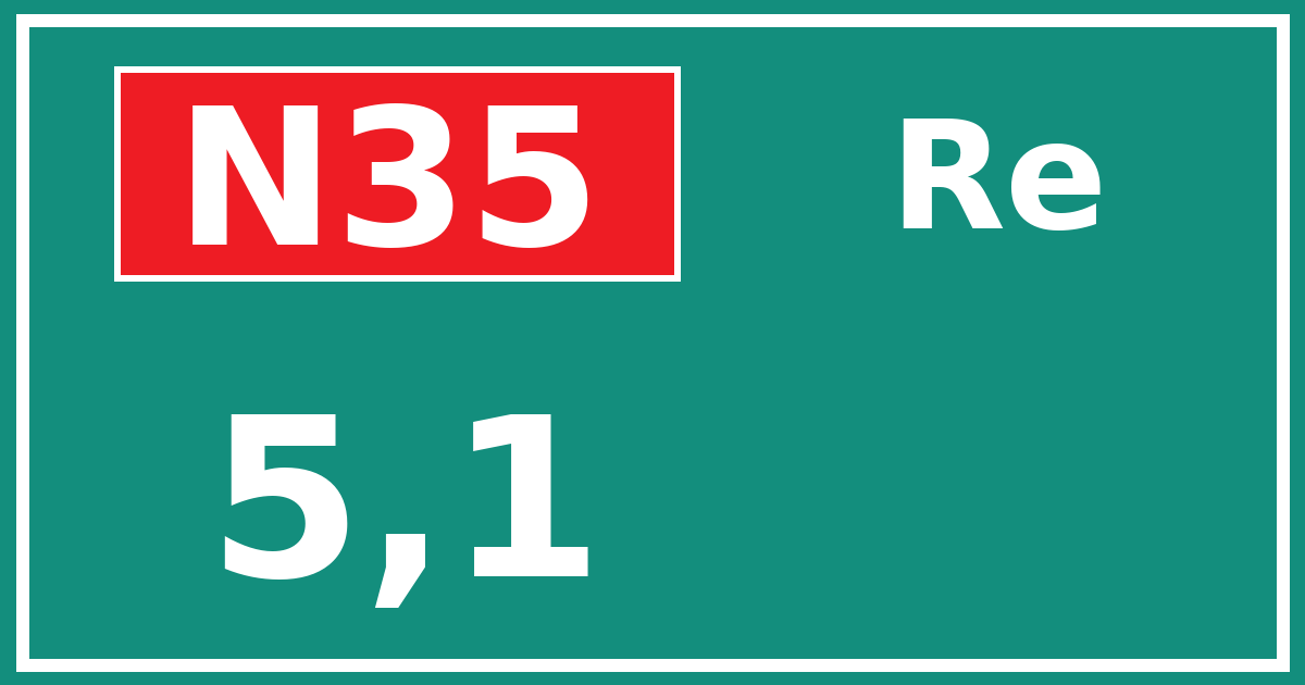 Hectometerbord N35 5,1 zijde Re