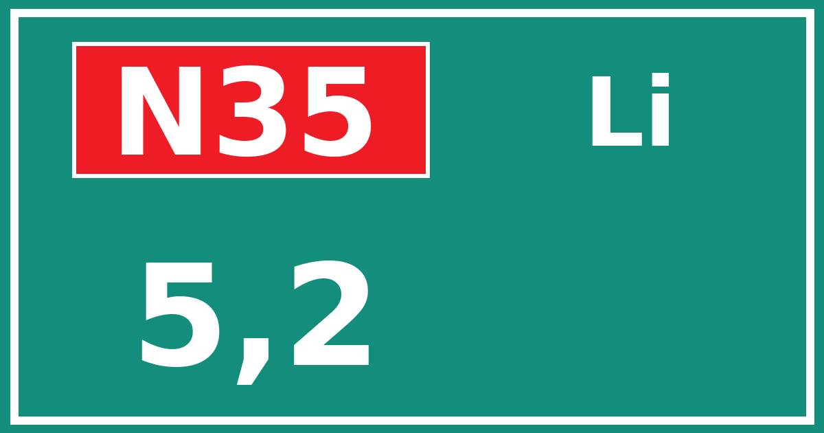 Hectometerbord N35 5,2 zijde Li