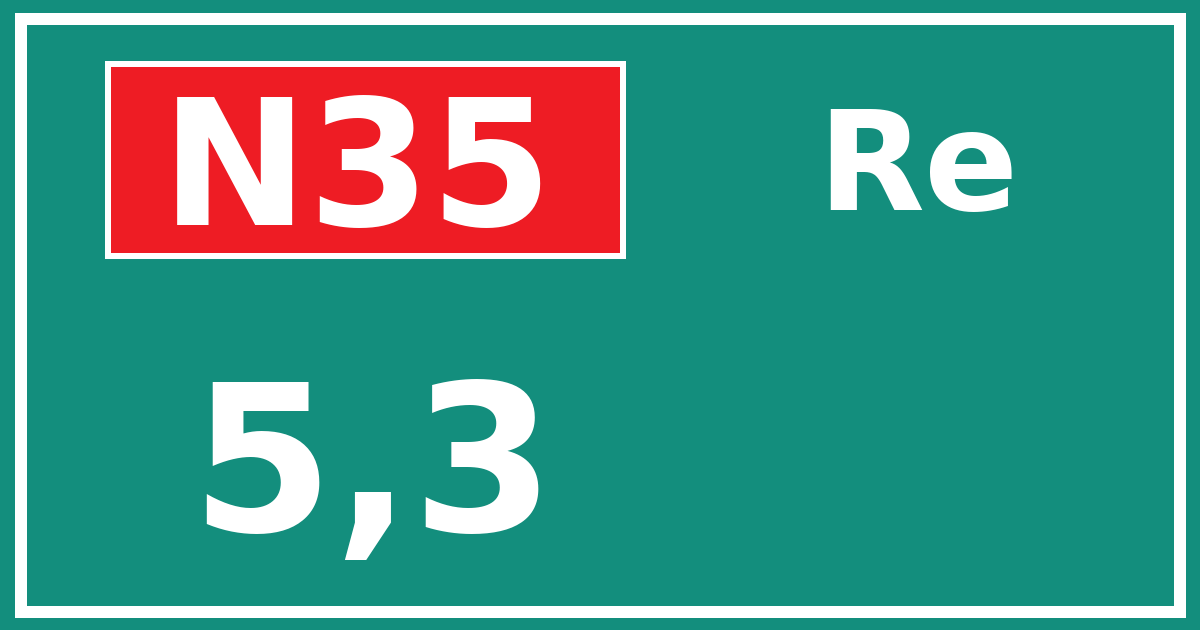 Hectometerbord N35 5,3 zijde Re