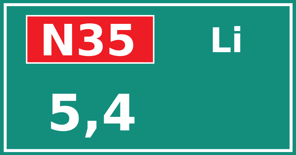 Hectometerbord N35 5,4 zijde Li