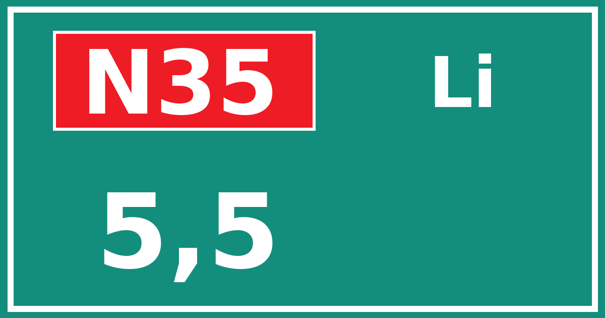 Hectometerbord N35 5,5 zijde Li