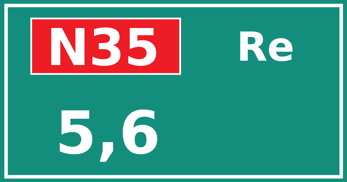 Hectometerbord N35 5,6 zijde Re