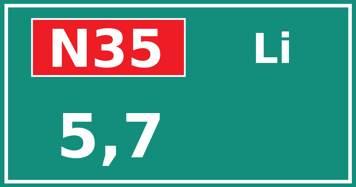 Hectometerbord N35 5,7 zijde Li