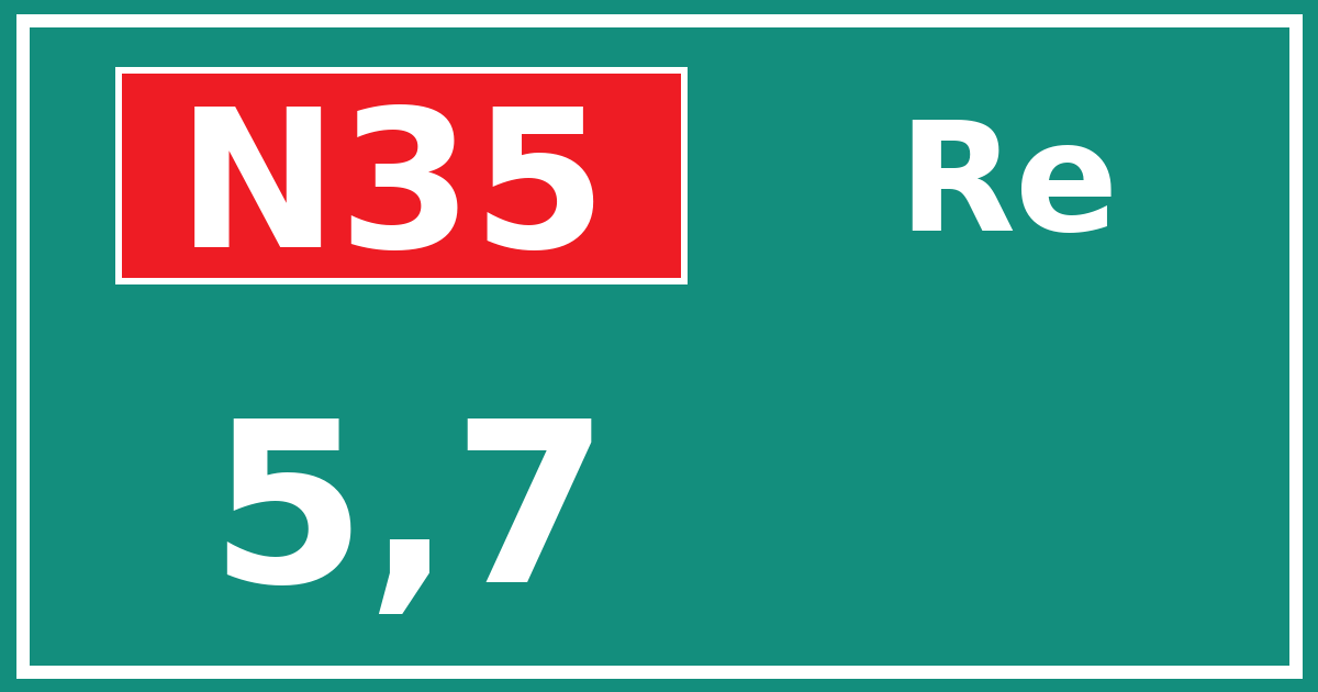 Hectometerbord N35 5,7 zijde Re