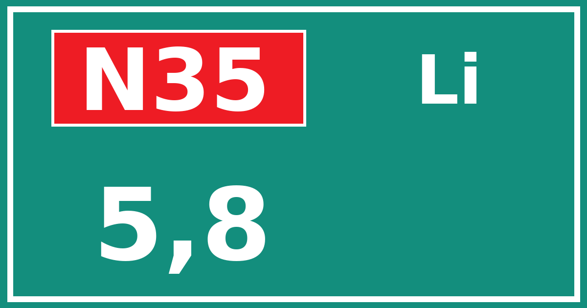 Hectometerbord N35 5,8 zijde Li