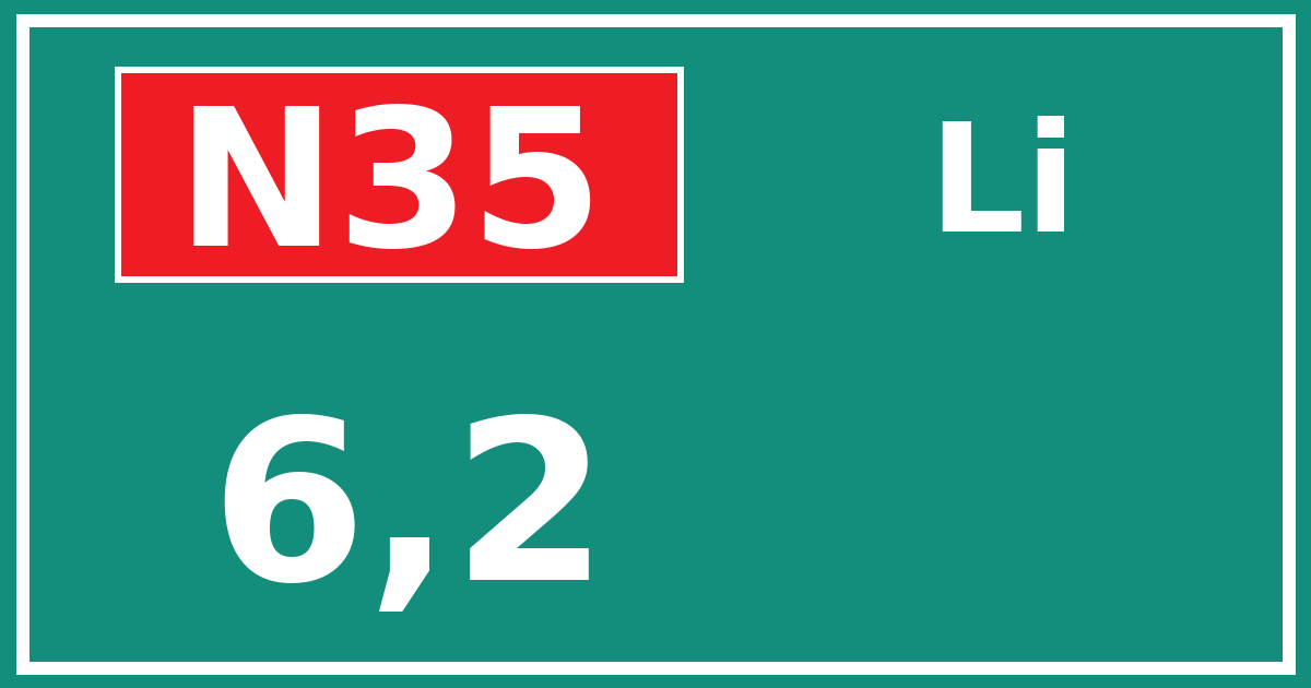 Hectometerbord N35 6,2 zijde Li