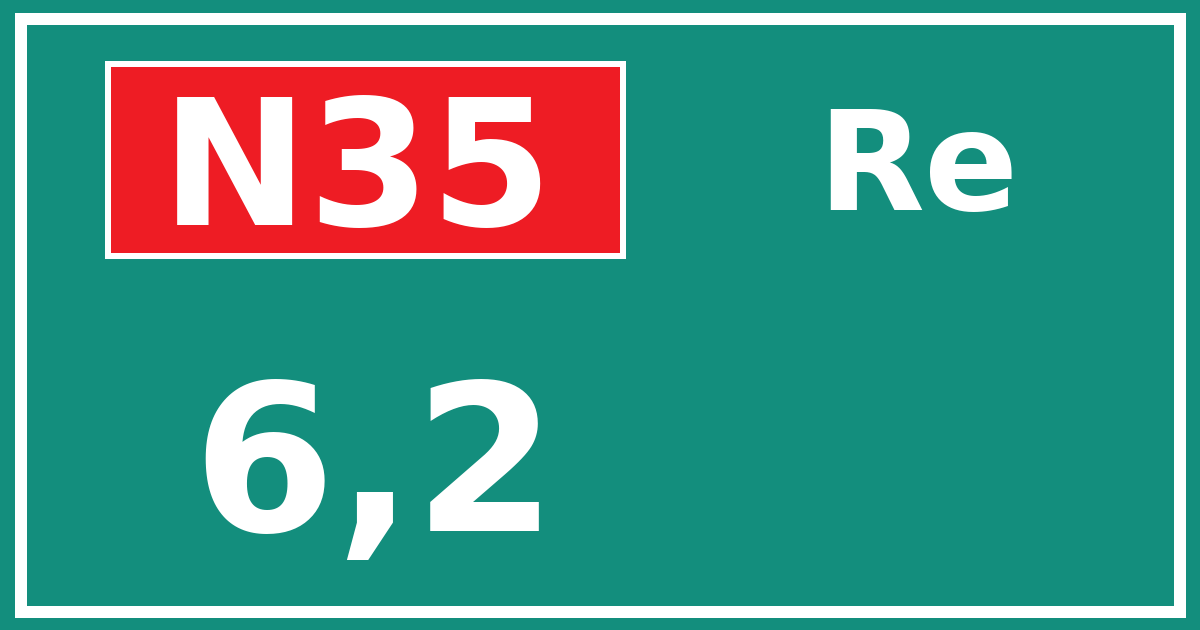 Hectometerbord N35 6,2 zijde Re