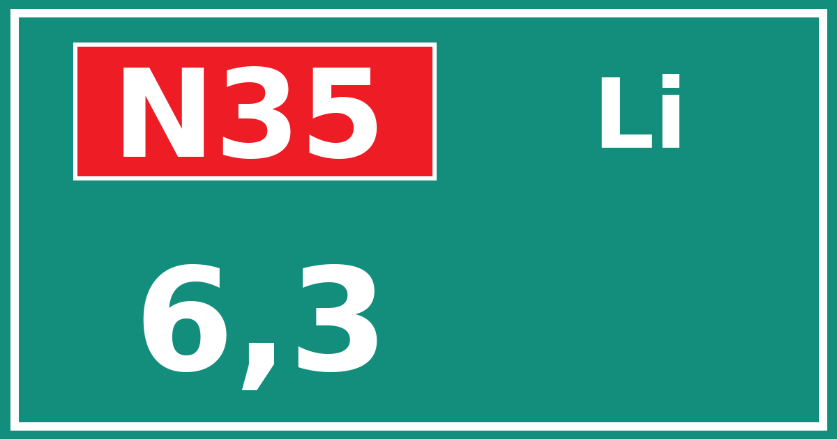 Hectometerbord N35 6,3 zijde Li