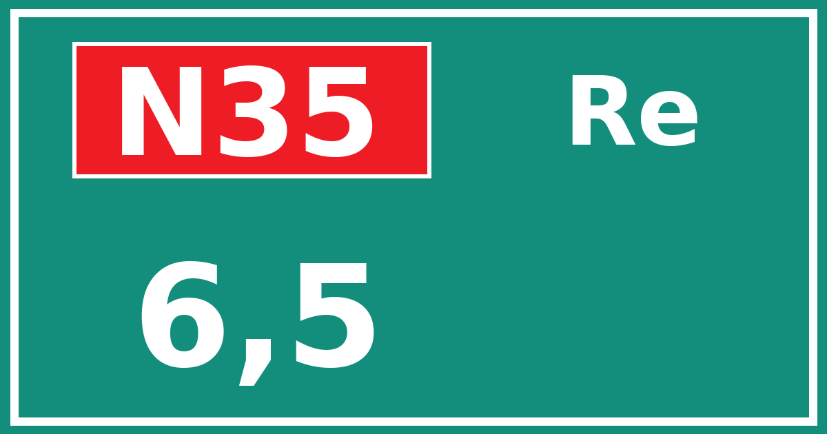 Hectometerbord N35 6,5 zijde Re