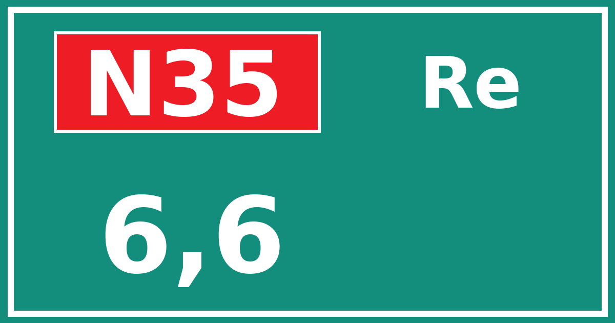 Hectometerbord N35 6,6 zijde Re