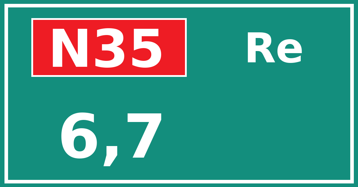 Hectometerbord N35 6,7 zijde Re