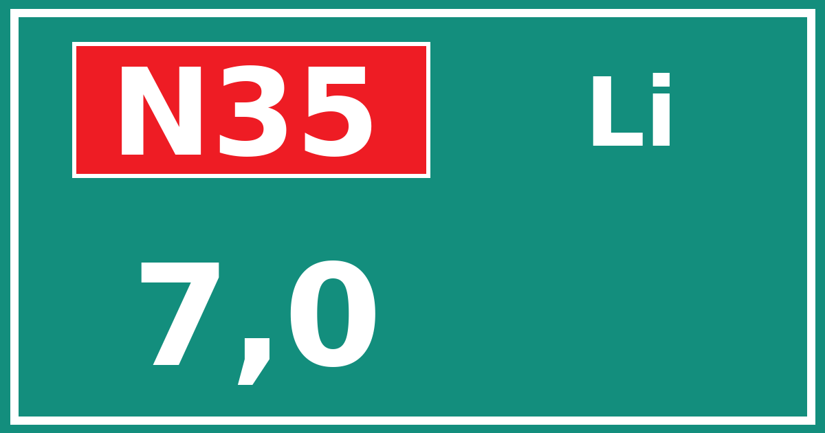 Hectometerbord N35 7,0 zijde Li