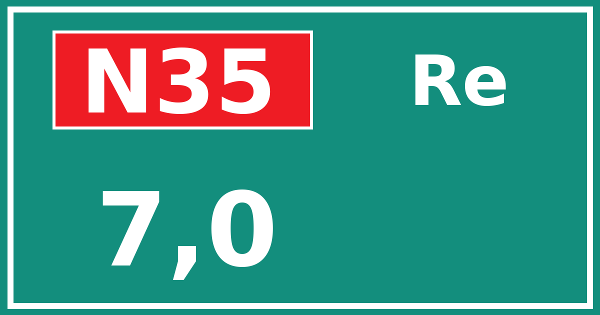 Hectometerbord N35 7,0 zijde Re