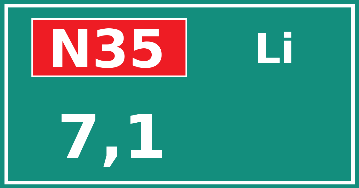 Hectometerbord N35 7,1 zijde Li