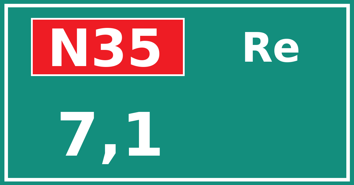 Hectometerbord N35 7,1 zijde Re