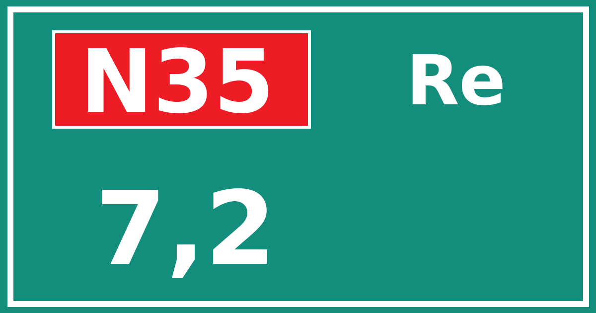 Hectometerbord N35 7,2 zijde Re