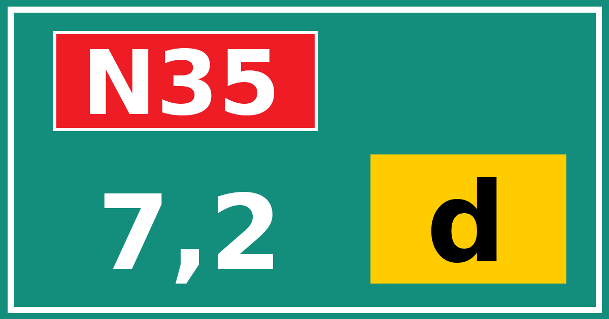 Hectometerbord N35 7,2 letter d
