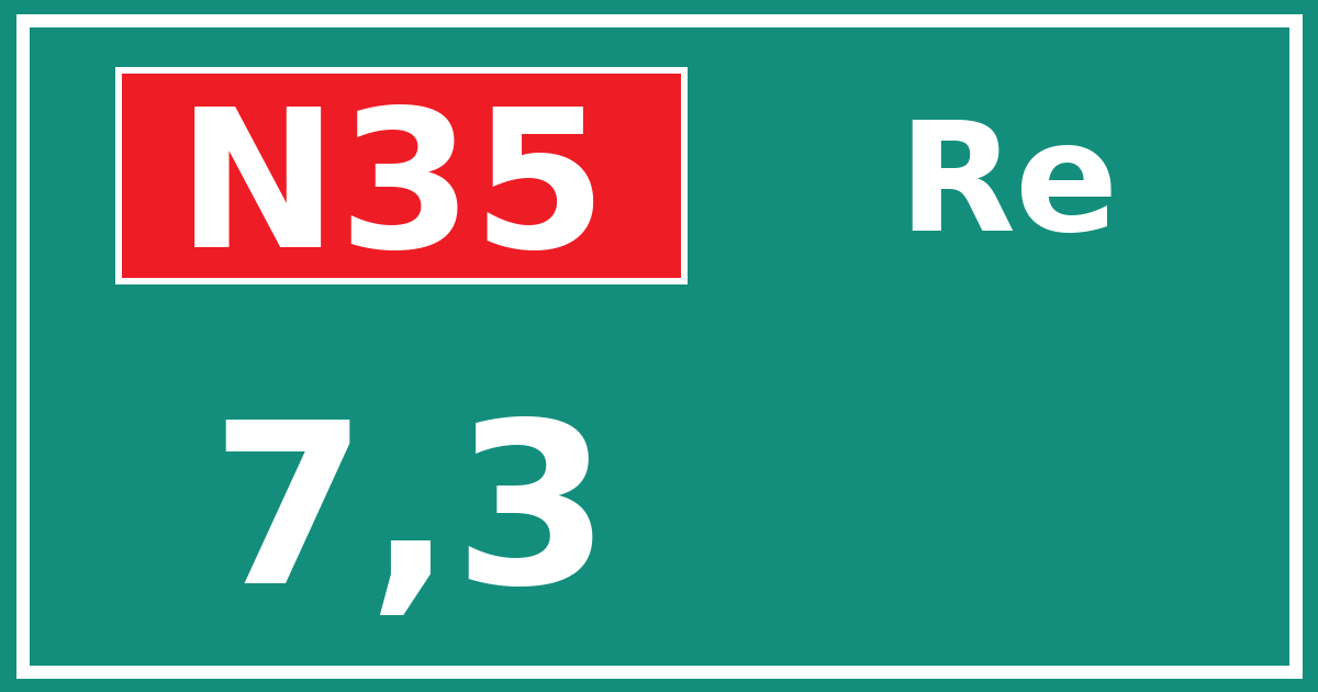 Hectometerbord N35 7,3 zijde Re