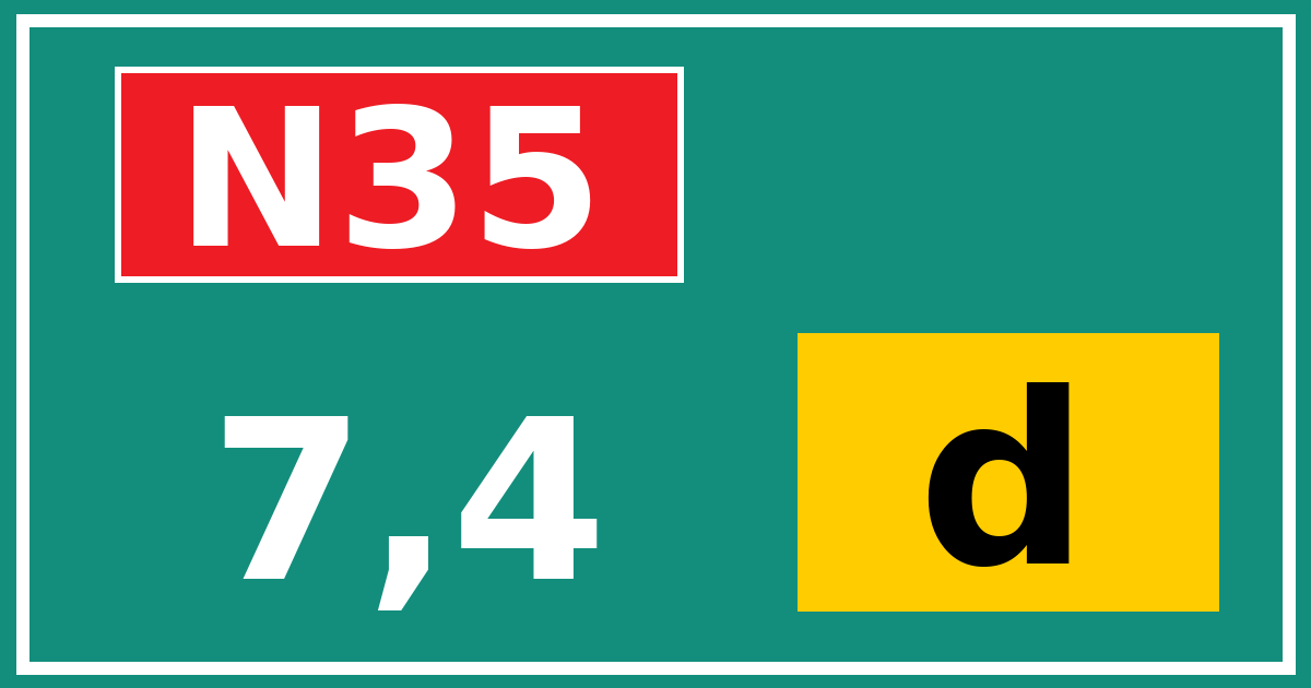 Hectometerbord N35 7,4 letter d