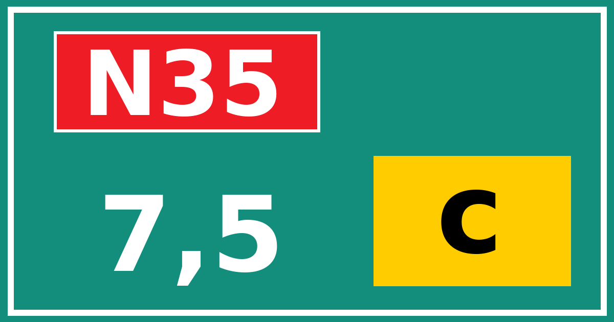 Hectometerbord N35 7,5 letter c