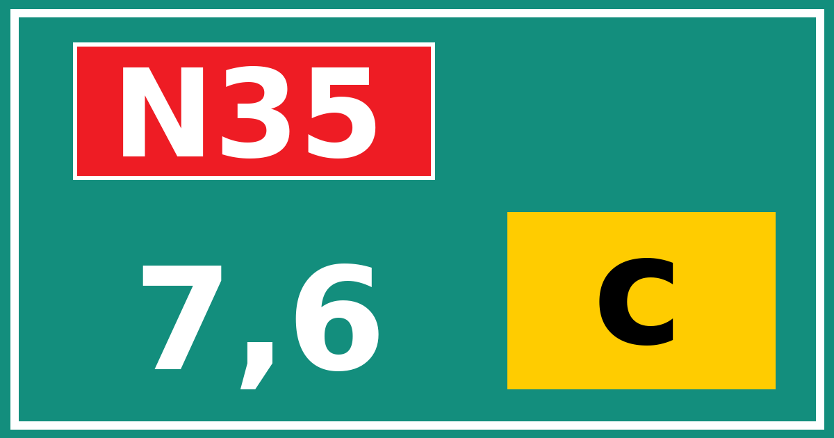 Hectometerbord N35 7,6 letter c