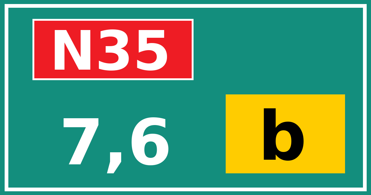 Hectometerbord N35 7,6 letter b