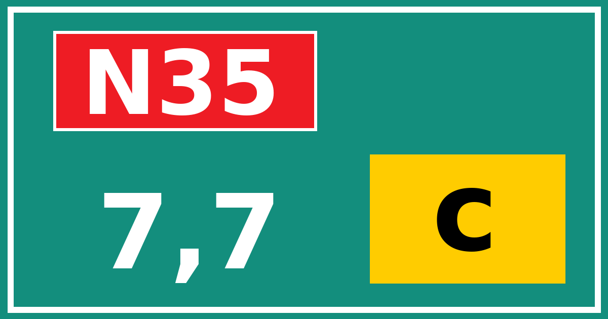 Hectometerbord N35 7,7 letter c