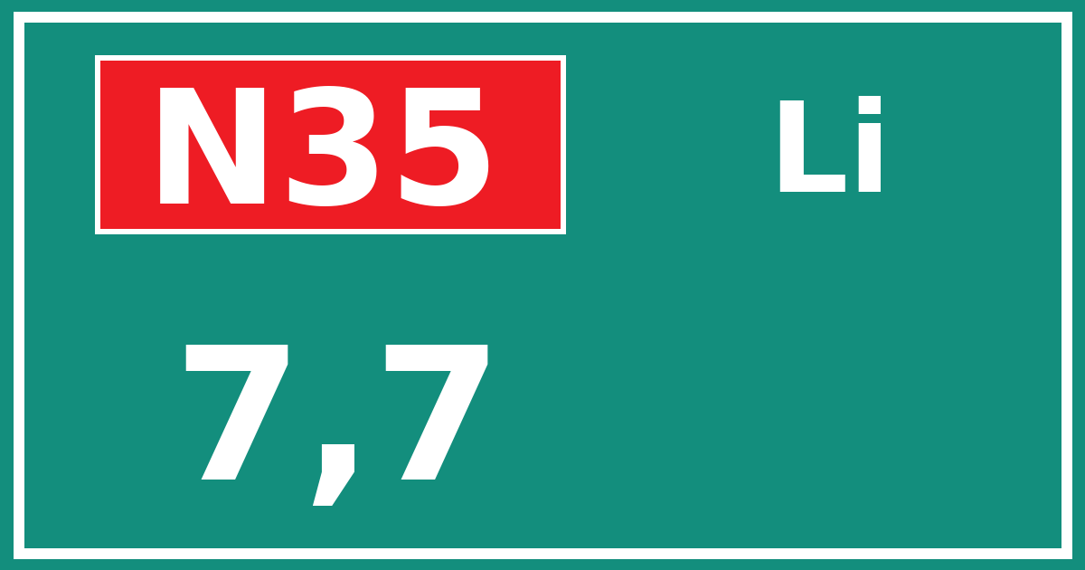 Hectometerbord N35 7,7 zijde Li