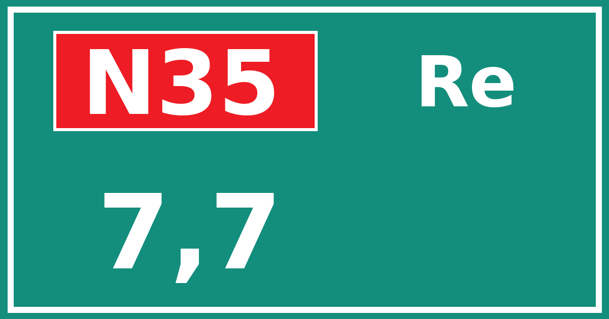 Hectometerbord N35 7,7 zijde Re