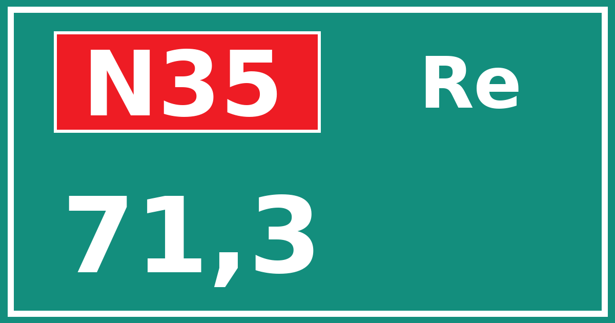 Hectometerbord N35 71,3 zijde Re