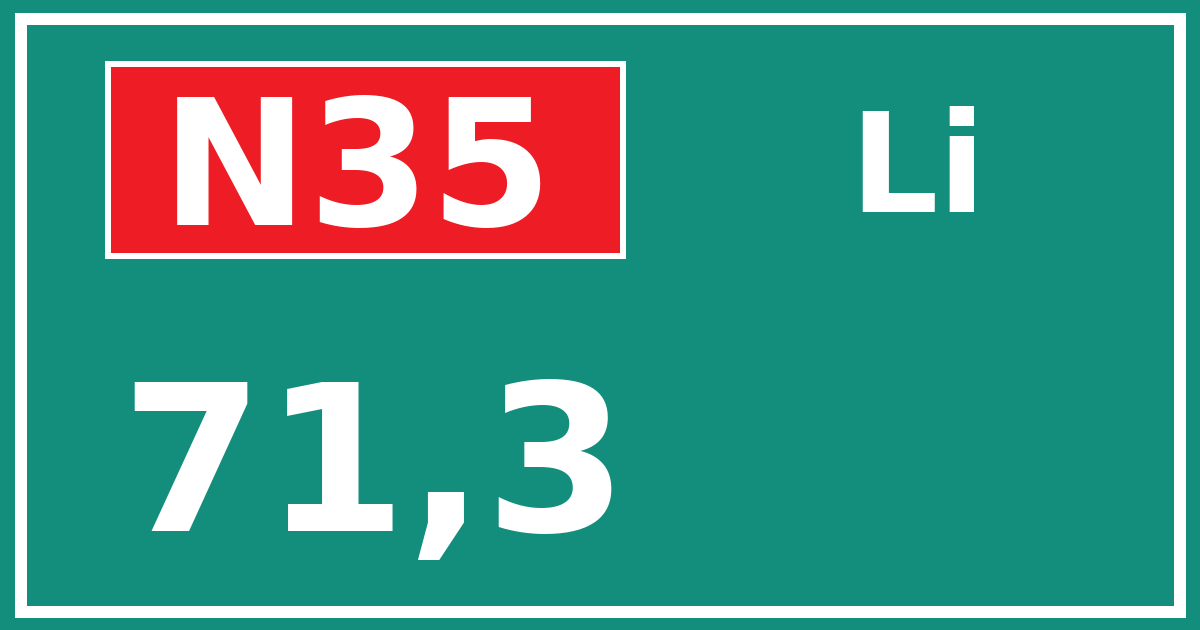 Hectometerbord N35 71,3 zijde Li