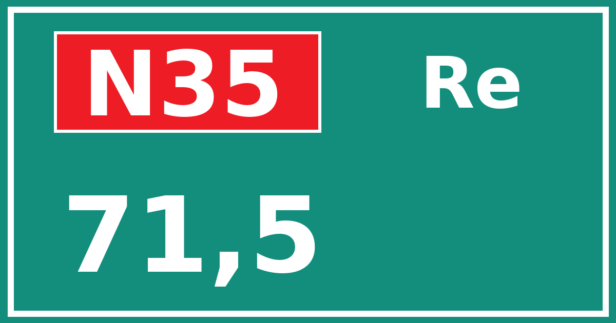 Hectometerbord N35 71,5 zijde Re