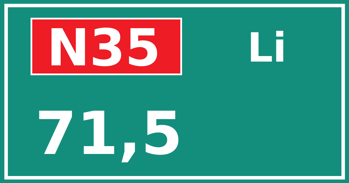 Hectometerbord N35 71,5 zijde Li