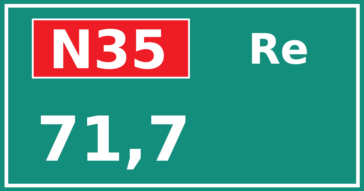 Hectometerbord N35 71,7 zijde Re