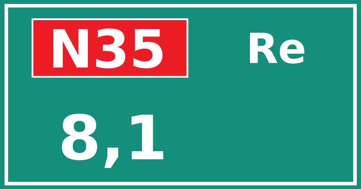 Hectometerbord N35 8,1 zijde Re