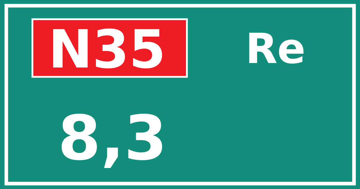 Hectometerbord N35 8,3 zijde Re