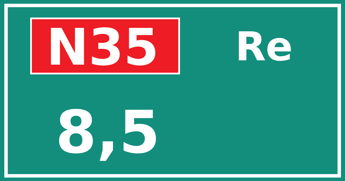 Hectometerbord N35 8,5 zijde Re