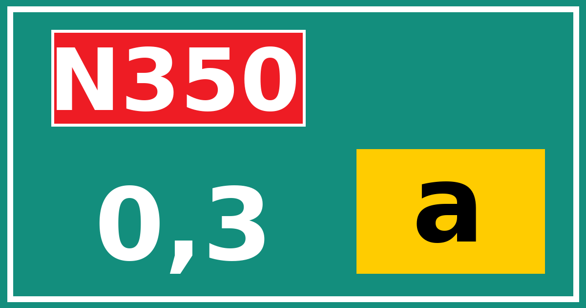 Hectometerbord N350 0,3 letter a