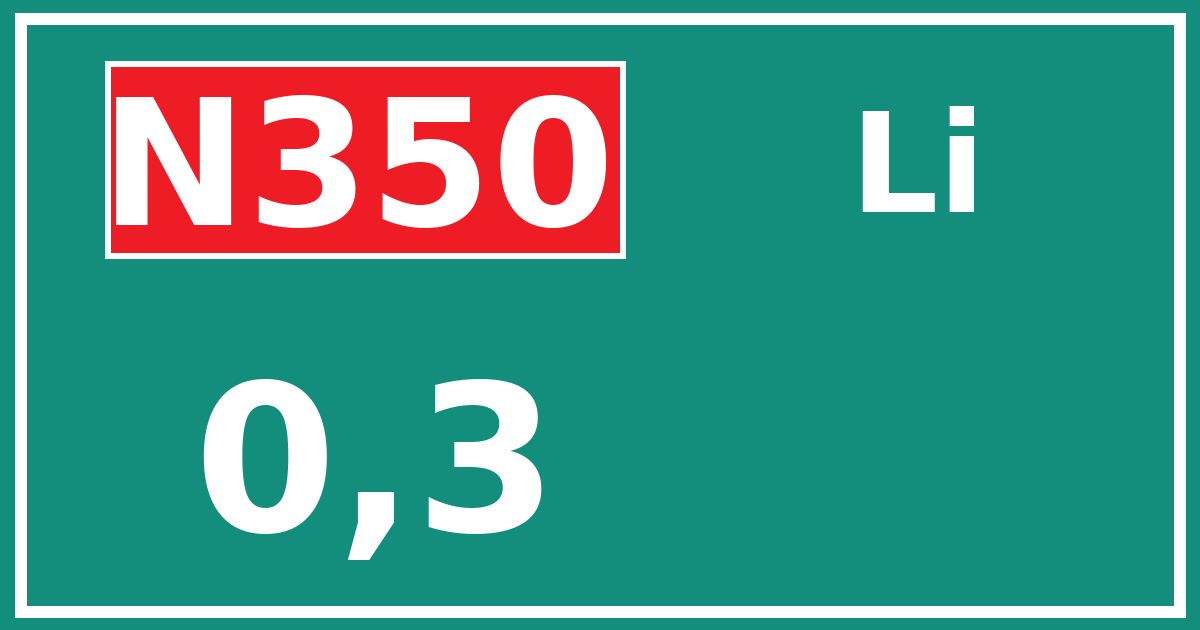 Hectometerbord N350 0,3 zijde Li