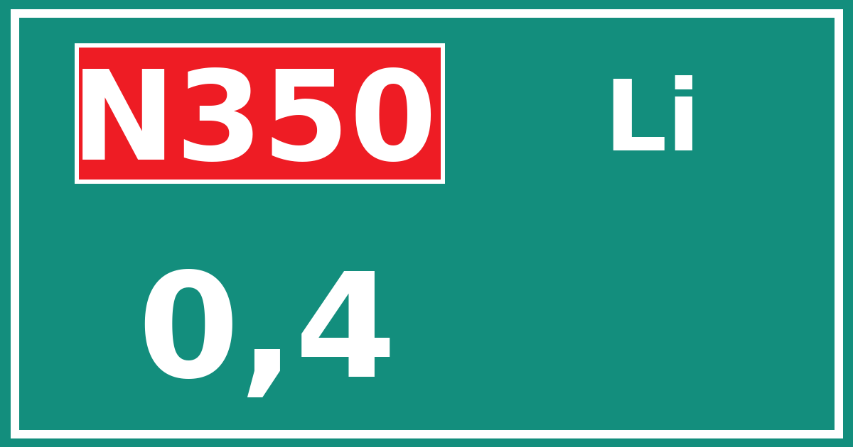 Hectometerbord N350 0,4 zijde Li