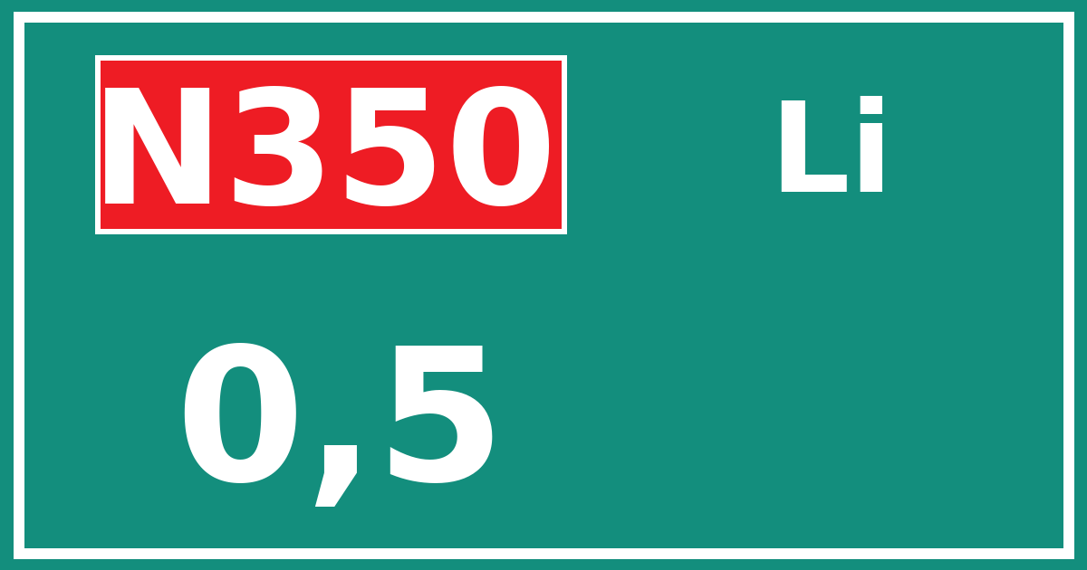 Hectometerbord N350 0,5 zijde Li