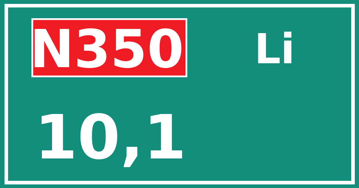 Hectometerbord N350 10,1 zijde Li