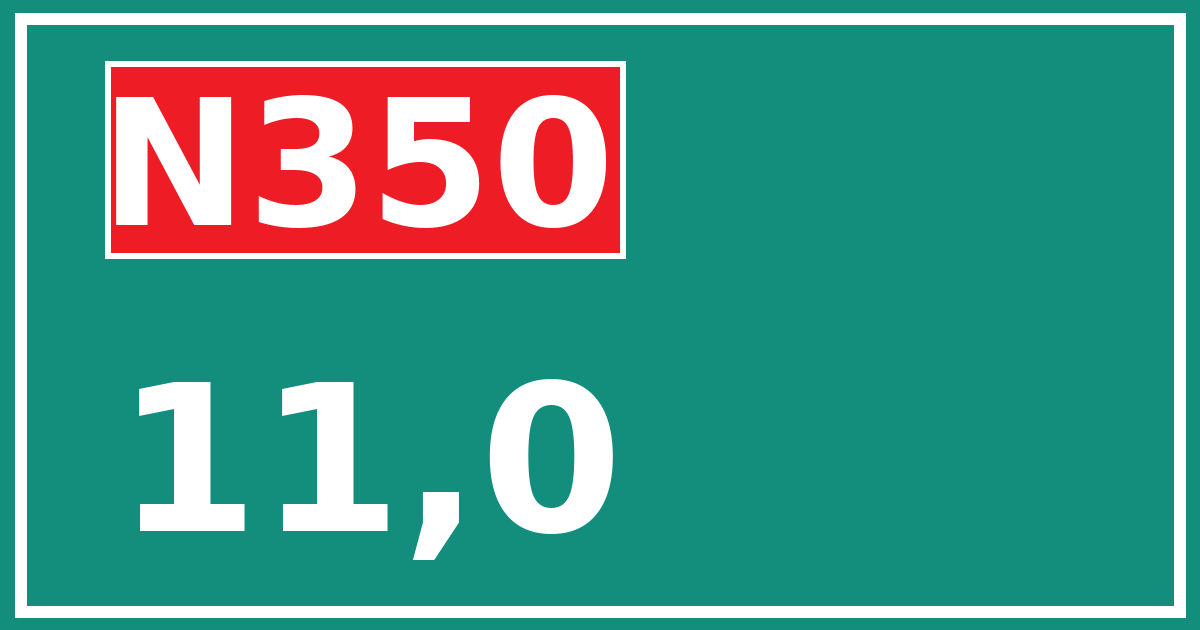 Hectometerbord N350 11,0
