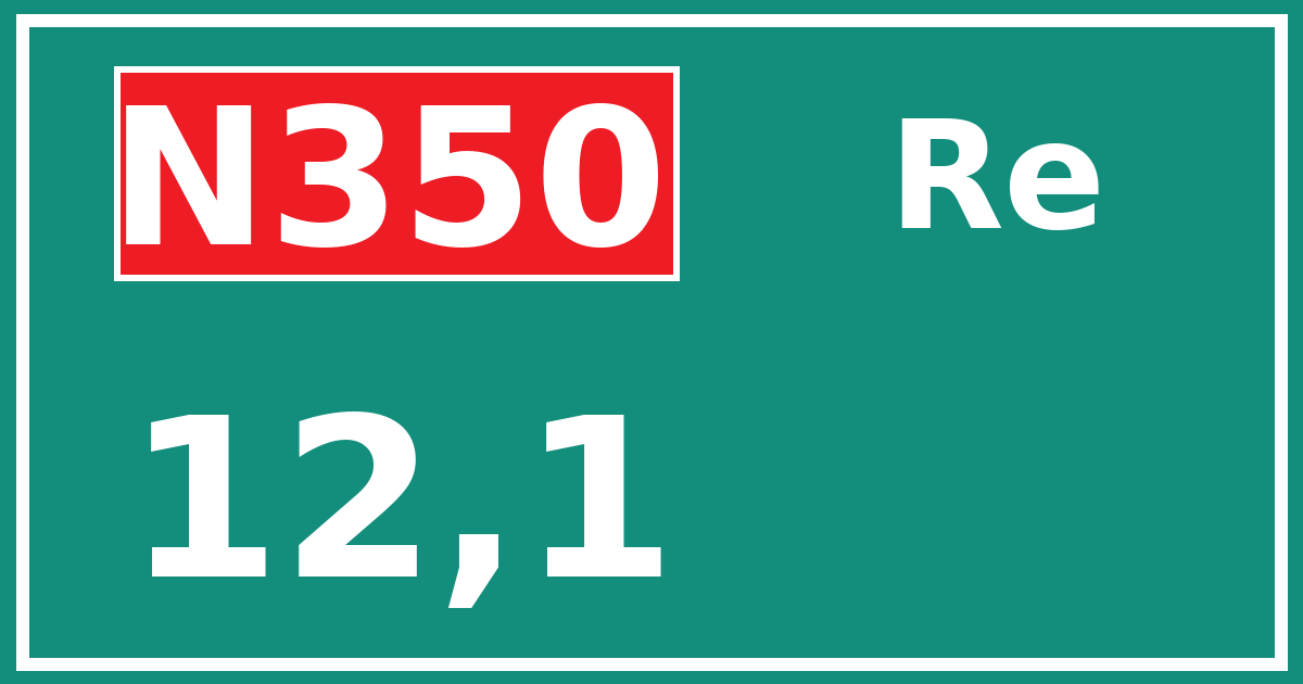 Hectometerbord N350 12,1 zijde Re