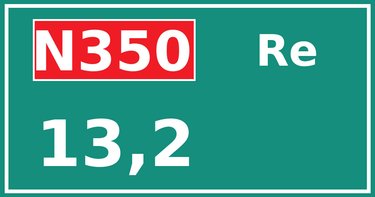 Hectometerbord N350 13,2 zijde Re