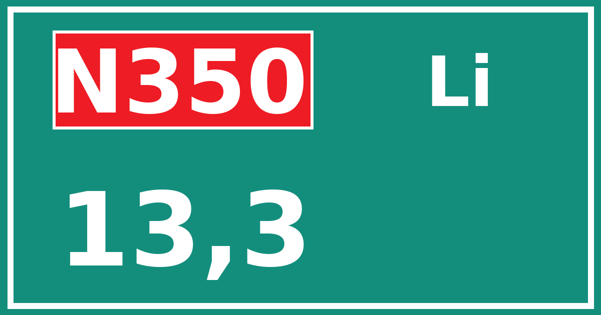 Hectometerbord N350 13,3 zijde Li