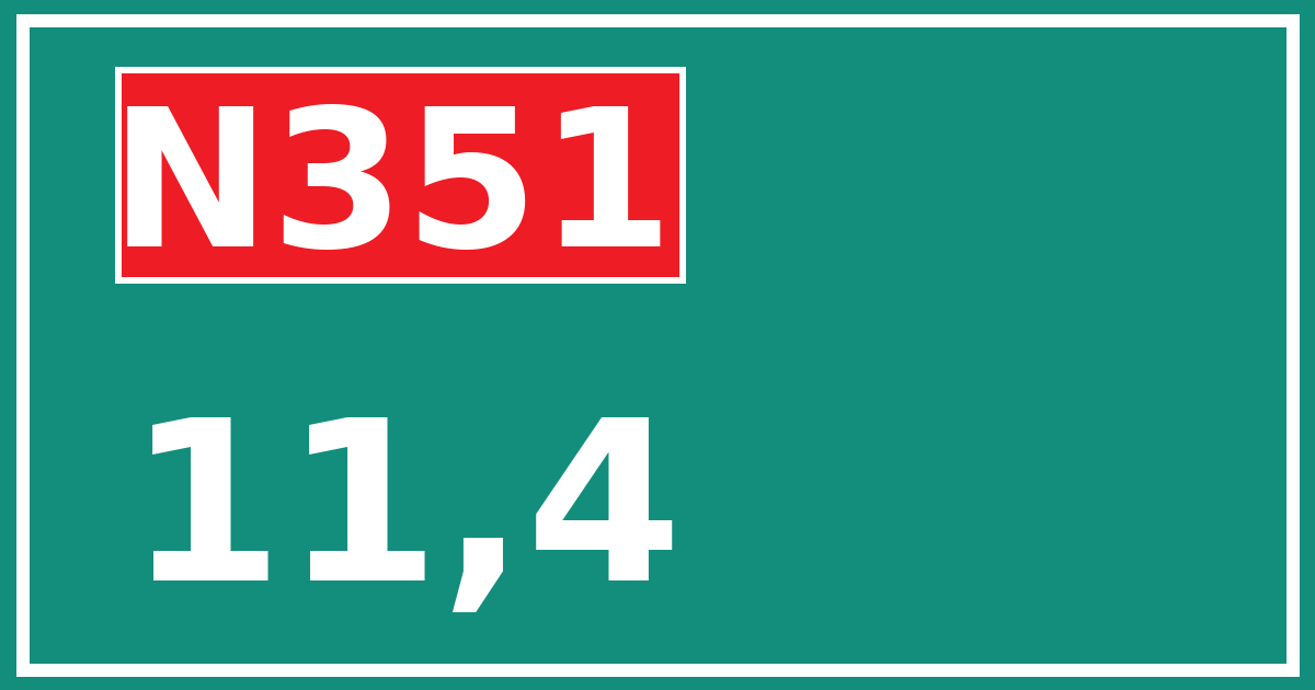 Hectometerbord N351 11,4