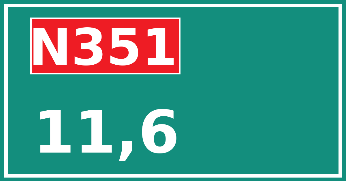 Hectometerbord N351 11,6
